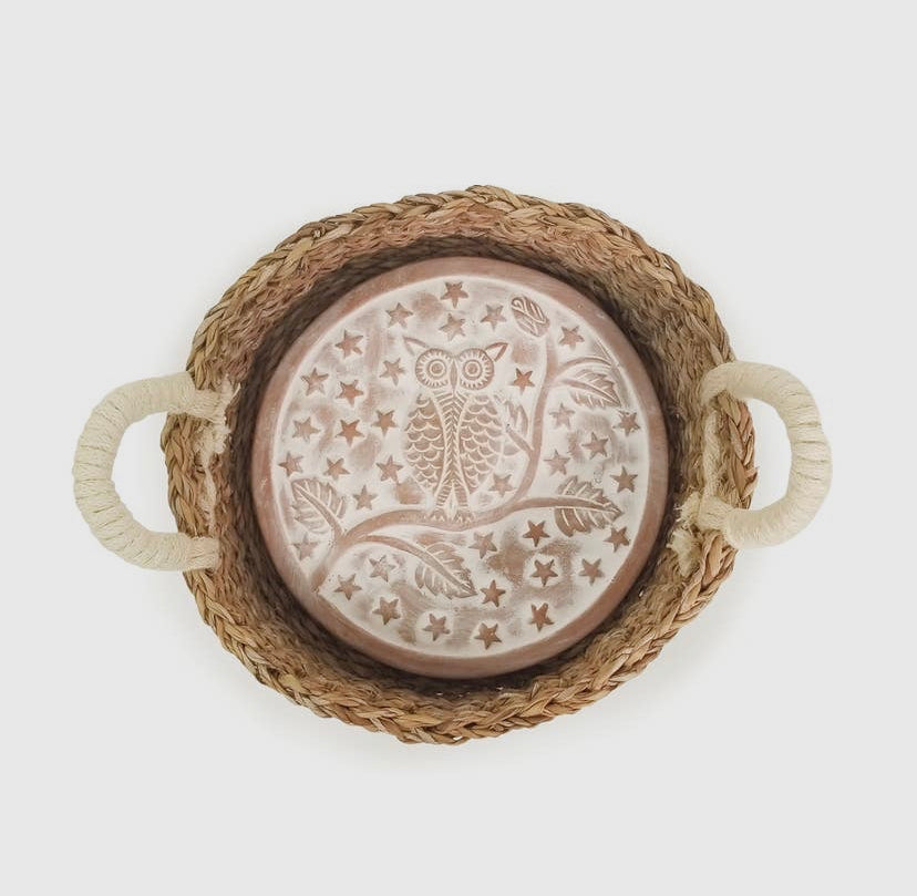 Handmade Bread Warmer & Wicker Basket - Owl Round