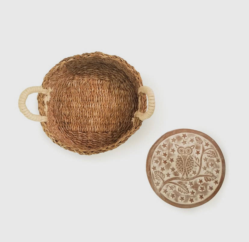 Handmade Bread Warmer & Wicker Basket - Owl Round