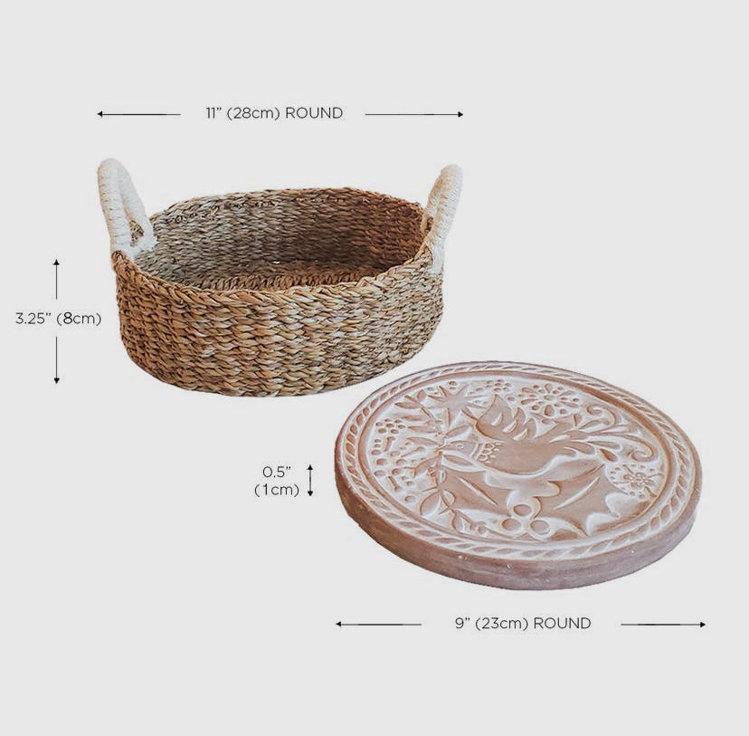 Handmade Bread Warmer & Wicker Basket - Owl Round