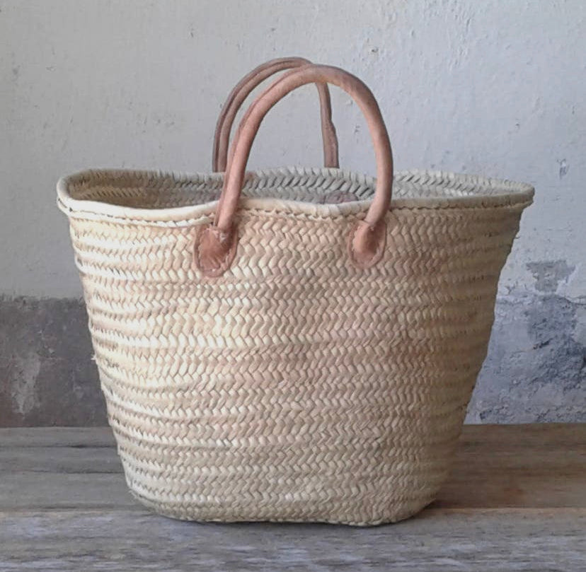 Leather Short Handled Market Basket