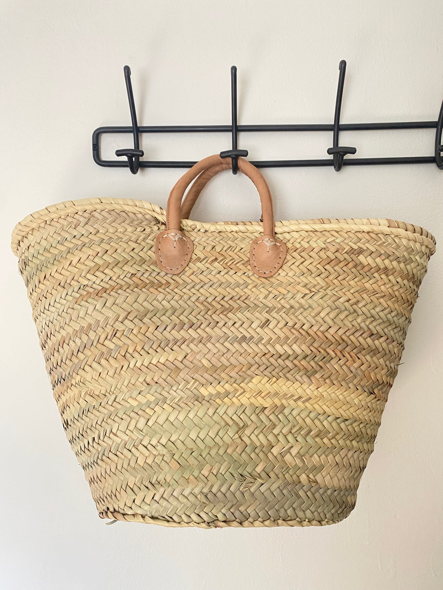 Leather Short Handled Market Basket