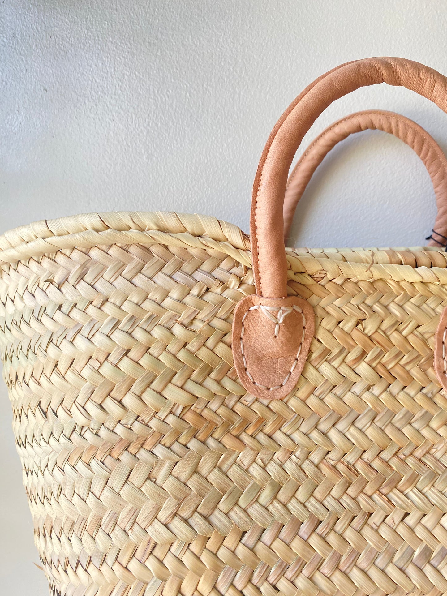 Leather Short Handled Market Basket