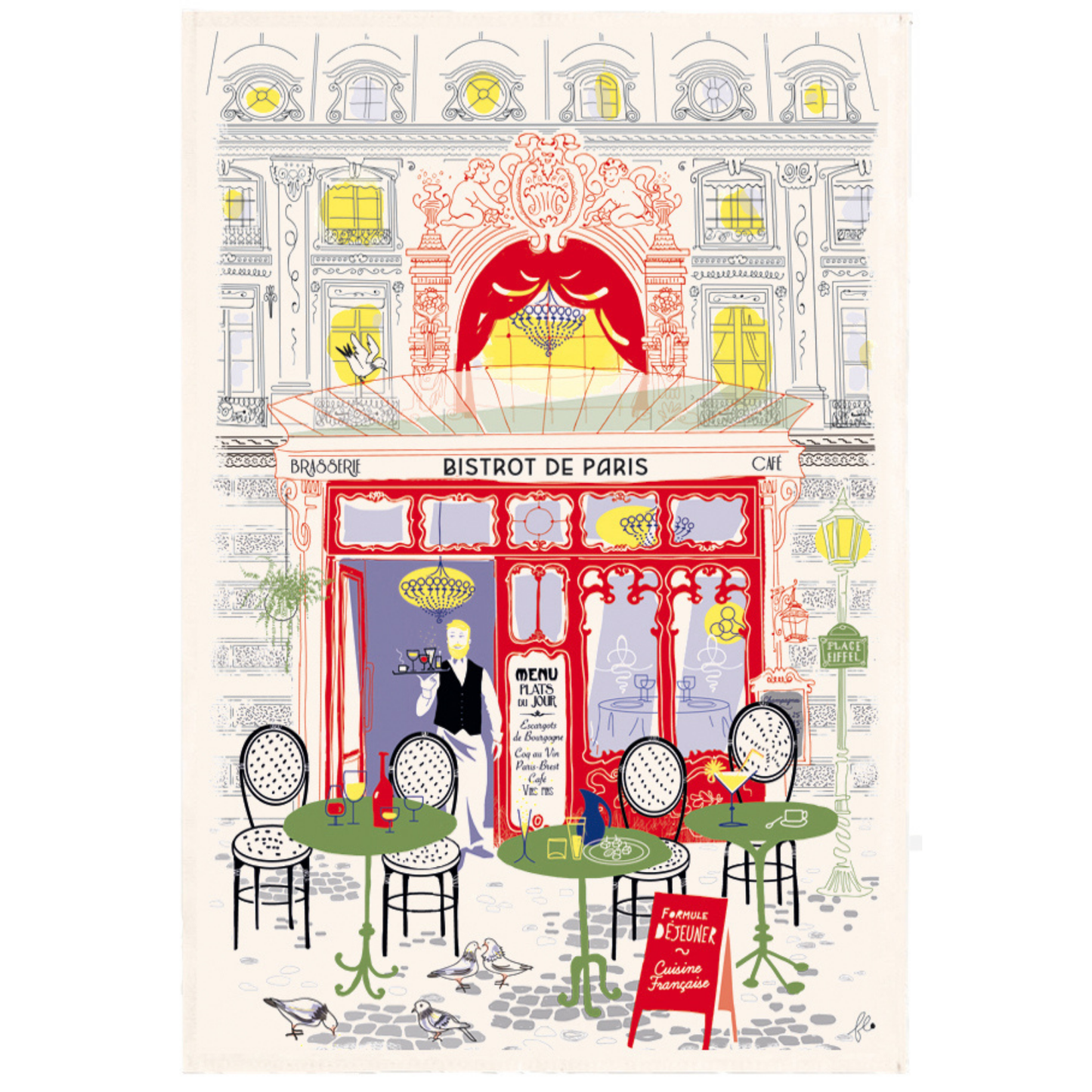 Parisian Shops Tea Towel - Bistrot