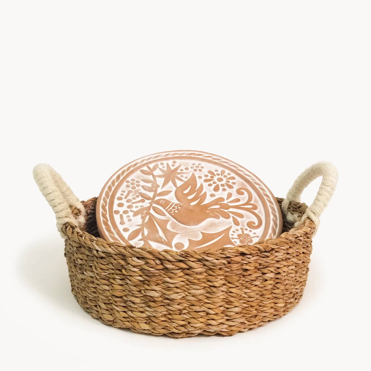 Handmade Bread Warmer & Wicker Basket - Bird Round