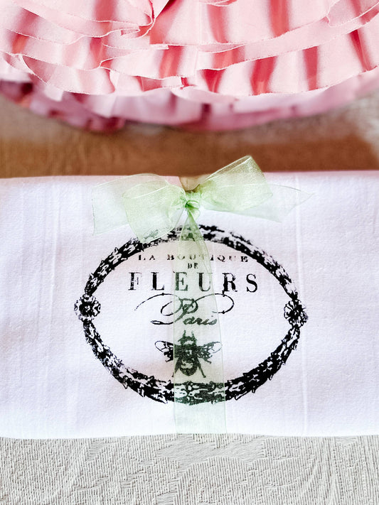 Hand Stenciled French Parisian Towels - La Boutique de Fleurs